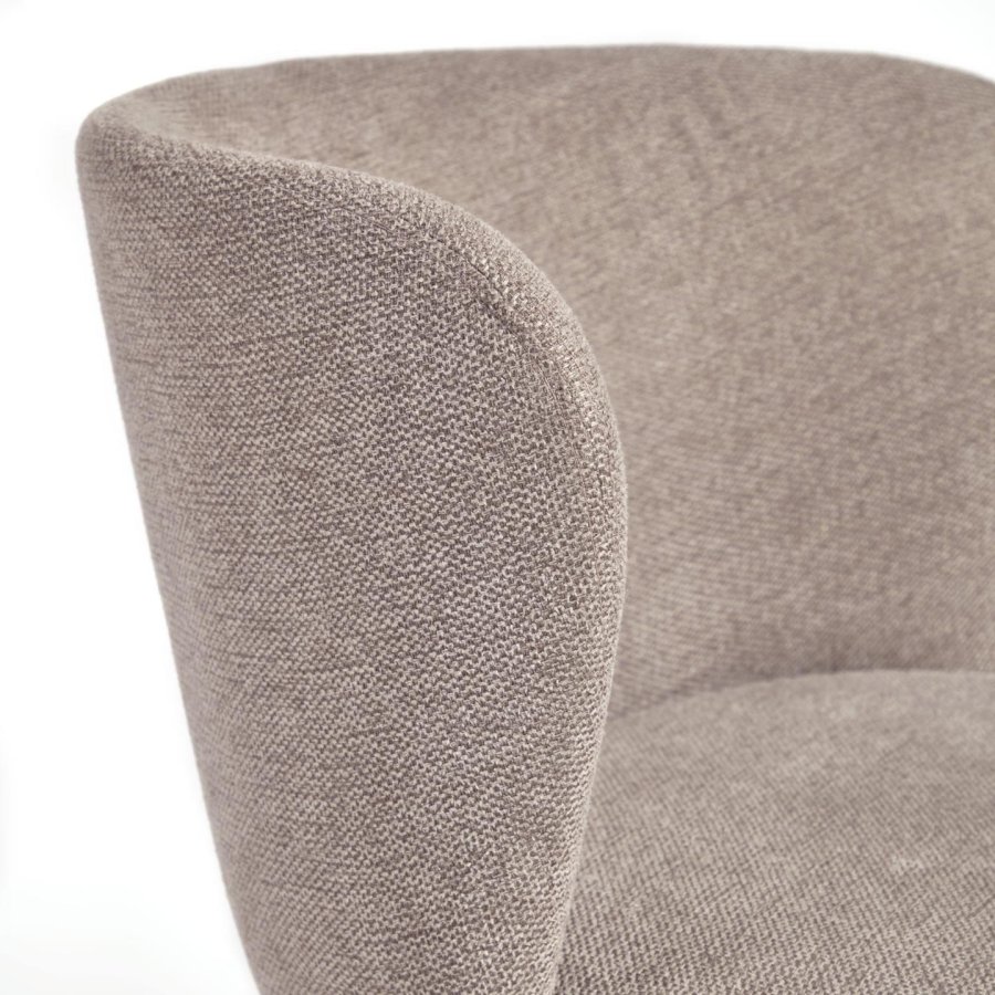 KAVE HOME Ciselia spisestuestol - lysebrunt chenillestoff og sort stl