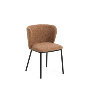 KAVE HOME Ciselia spisebordsstol - terrakotta chenille stof og sort st�l