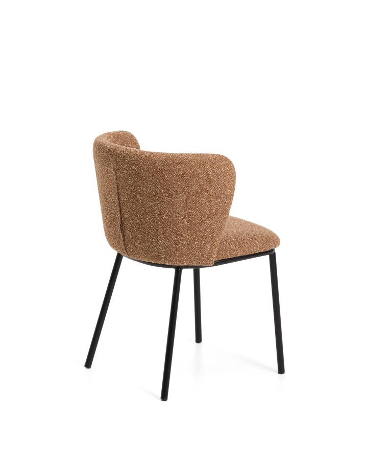KAVE HOME Ciselia spisebordsstol - terrakotta chenille stof og sort st�l