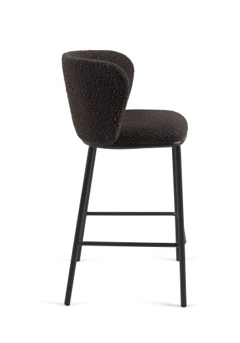 KAVE HOME Ciselia barkrakk, med ryggsttte og fotsttte - svart bouclé og svart metall (H:65cm)