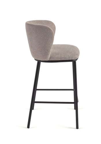 KAVE HOME Ciselia barkrakk, med ryggsttte og fotsttte - brun chenille og svart stl (H:65cm)