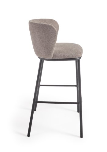 KAVE HOME Ciselia barkrakk, med ryggsttte og fotsttte - lysebrunt chenillestoff og svart stl