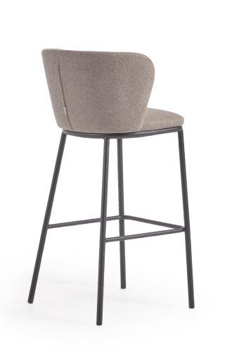 KAVE HOME Ciselia barkrakk, med ryggsttte og fotsttte - lysebrunt chenillestoff og svart stl