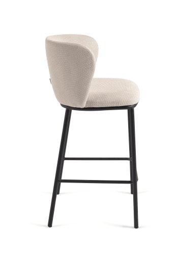 KAVE HOME Ciselia barkrakk, med ryggsttte og fotsttte - beige chenille og svart stl (H:65cm)