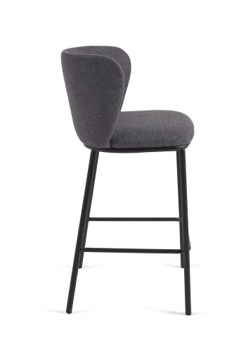 KAVE HOME Ciselia barkrakk, m ryggsttte og fotsttte - mrk gr chenille og sort stl (H:65cm)