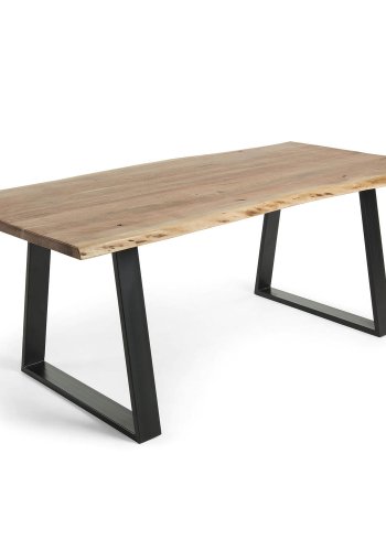 KAVE HOME Sono spisebord, rektangulrt - massivt naturlig akasietre og svart metall (180x90)
