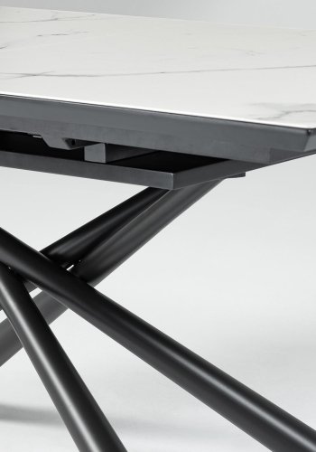 KAVE HOME Theone spisebord, med butterfly bordplate - hvit porselen/glass og grtt stl (160(210)x90) 