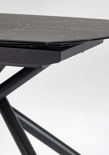 KAVE HOME Yodalia spisebord, med uttrekk - svart glass, keramikk og stl (130(190)x100)