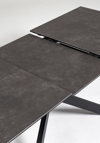 KAVE HOME Atminda spisebord, med uttrekk - glass og grtt porselen og sort stl (160(210)x90)