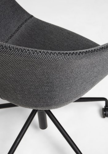 KAVE HOME Yvette kontorstol, med armlener - mrkegrtt stoff og sort stl