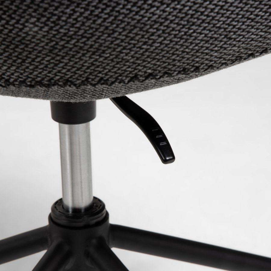 KAVE HOME Yvette kontorstol, med armlener - mrkegrtt stoff og sort stl