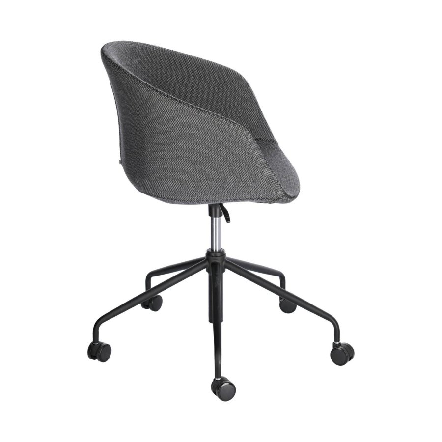 KAVE HOME Yvette kontorstol, med armlener - mrkegrtt stoff og sort stl