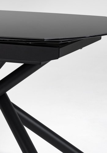KAVE HOME Yodalia spisebord, med uttrekk - glass, sort porselen og stl (130(190)x100)