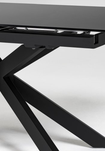 KAVE HOME Atminda spisebord, med uttrekk - klart glass og sort stl (160(210)x90) 