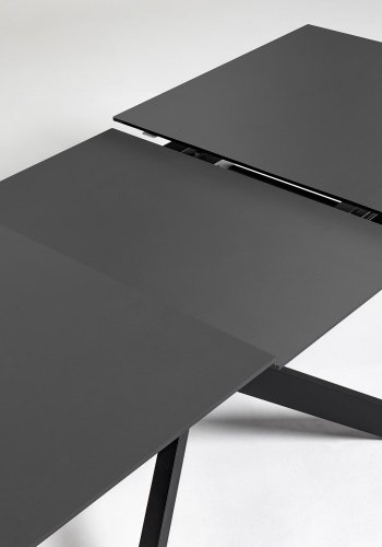 KAVE HOME Atminda spisebord, med uttrekk - klart glass og sort stl (160(210)x90) 