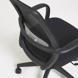 Melva skrivebordsstol, justerbar, m. arml�n, hjul   og drejefunktion - sort stof og plast