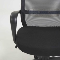 Melva skrivebordsstol, justerbar, m. arml�n, hjul   og drejefunktion - sort stof og plast