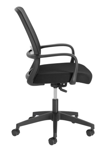 KAVE HOME Melva skrivebordsstol, justerbar, med armlener, hjul og svingfunksjon - svart stoff og plast