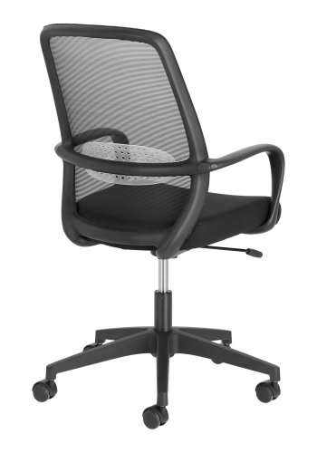 KAVE HOME Melva skrivebordsstol, justerbar, med armlener, hjul og svingfunksjon - svart stoff og plast