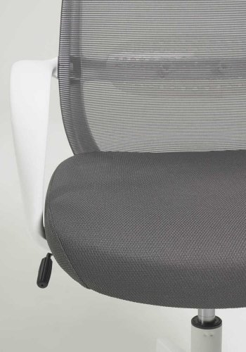 KAVE HOME Melva skrivebordsstol, justerbar, med armlener, hjul og svingfunksjon - grtt stoff/hvit plast