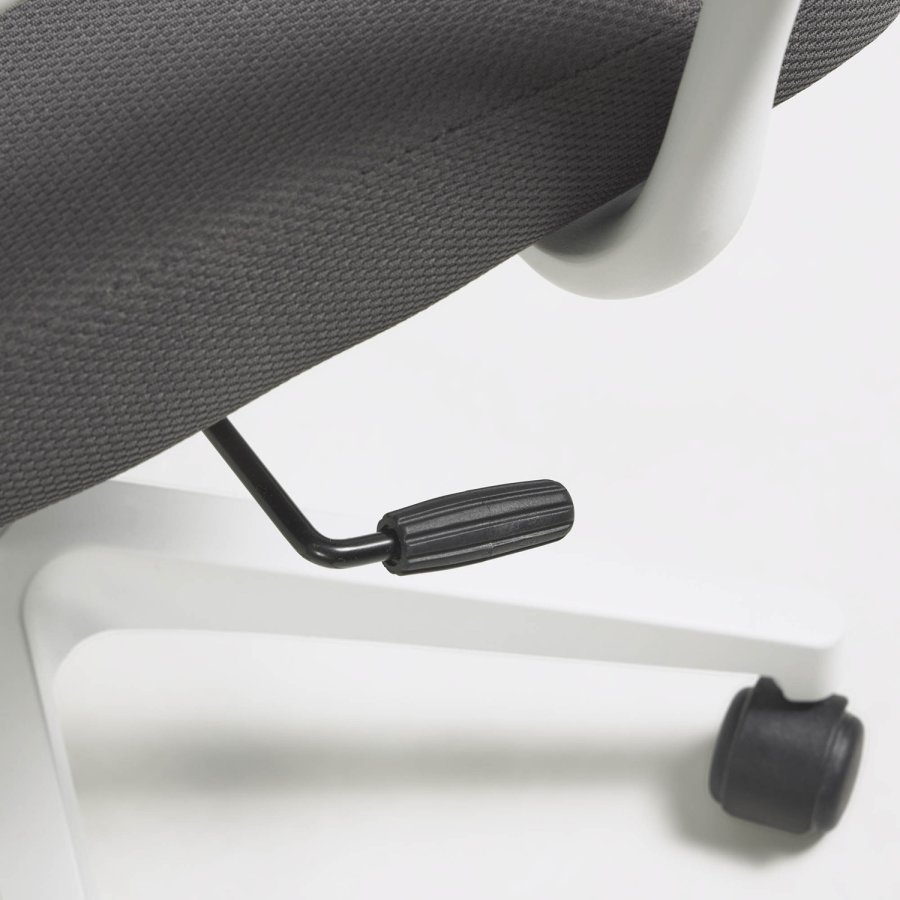 KAVE HOME Melva skrivebordsstol, justerbar, med armlener, hjul og svingfunksjon - grtt stoff/hvit plast