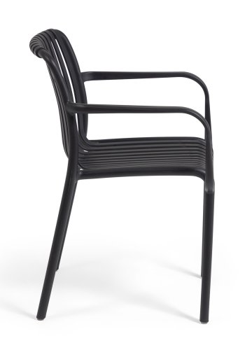 KAVE HOME Isabellini hagestol, med armlener, stablebar - sort plast