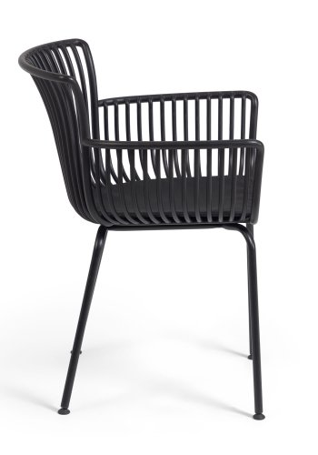 KAVE HOME Surpika hagestol, med armlener og pute - sort plast