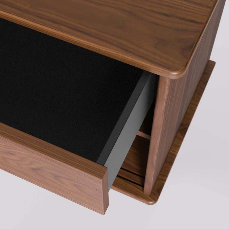 KAVE HOME Carolin skjenk, m. 2 skyvedrer og 1 skuff - brun valnttfiner og valntttre (180x83,8)