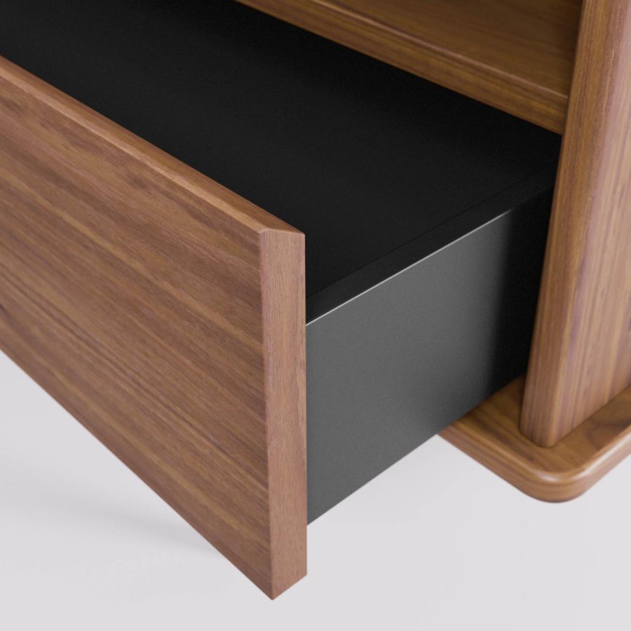 KAVE HOME Carolin TV-bord, m. 1 dr og 1 skuff - brun valnttfiner og valntttre (180x45)