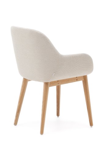 KAVE HOME Konna stol i beige med ben i heltre ask i naturlig utfrelse