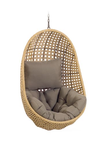 KAVE HOME Cira hengestol, med puter - naturlig polyrotting og rotting