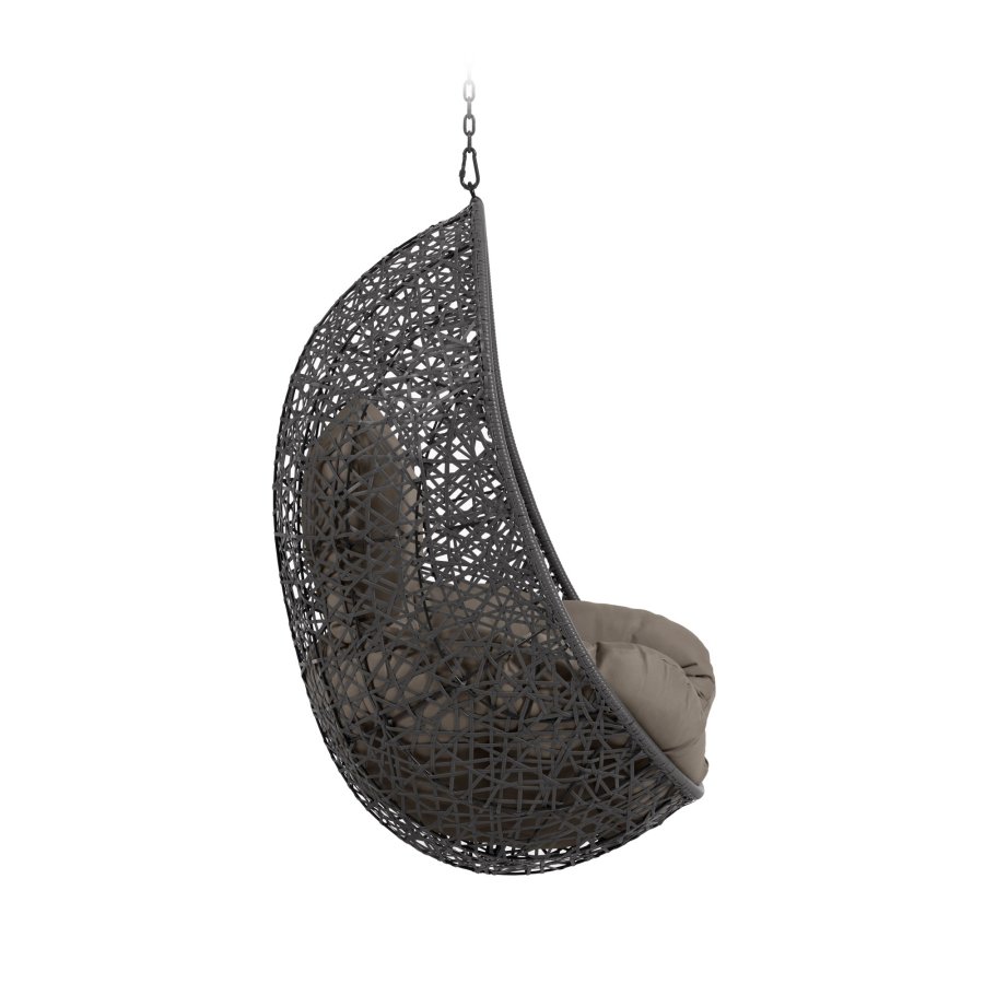 KAVE HOME Florina hengestol, med puter - mrkegr polyrotting og rotting