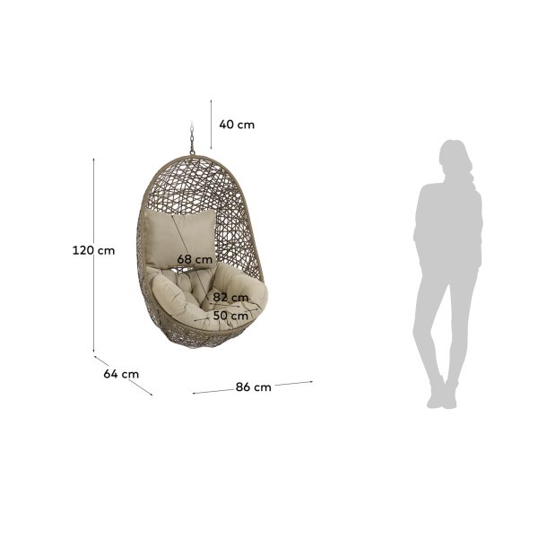 Florina hngestol, m. hynder - polyester og brun polyrattan