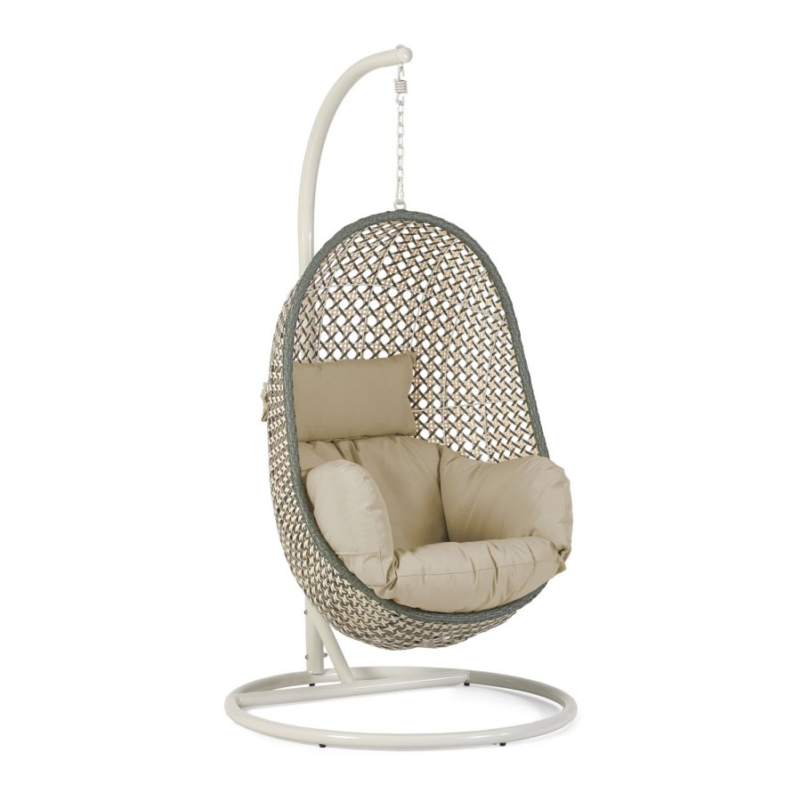 KAVE HOME Cira hengestol, med puter og stativ - polyester, flerfarget polyrattan og stl