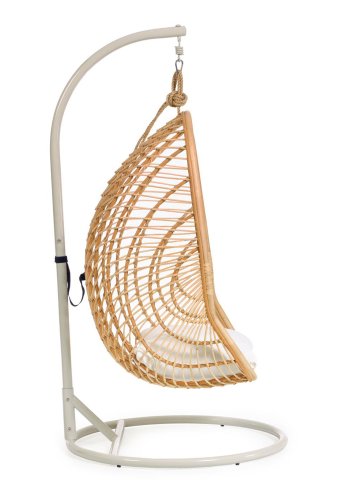 KAVE HOME hengestol, med pute og stativ - naturrotting og lysegr metall