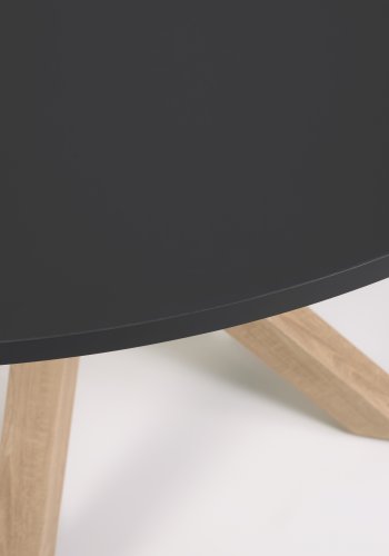 KAVE HOME Full Argo spisebord, rundt - svart tre og naturstl med treeffekt (120)