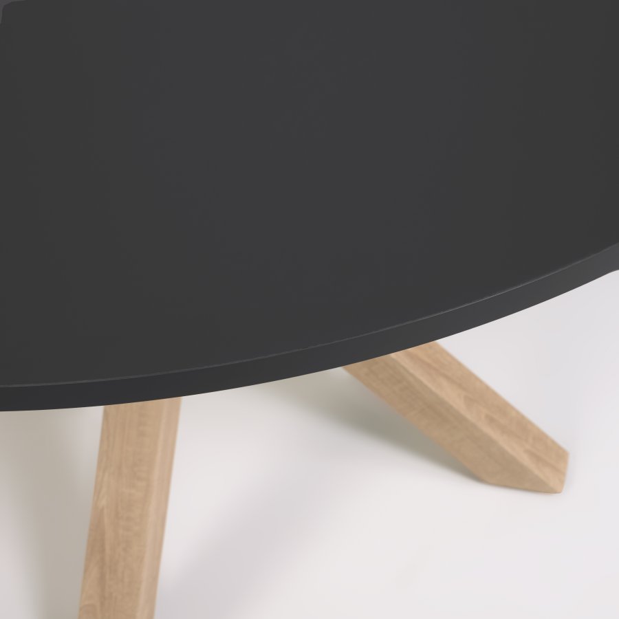 KAVE HOME Full Argo spisebord, rundt - svart tre og naturstl med treeffekt (120)
