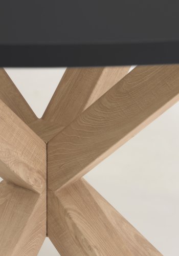 KAVE HOME Full Argo spisebord, rundt - svart tre og naturstl med treeffekt (120)