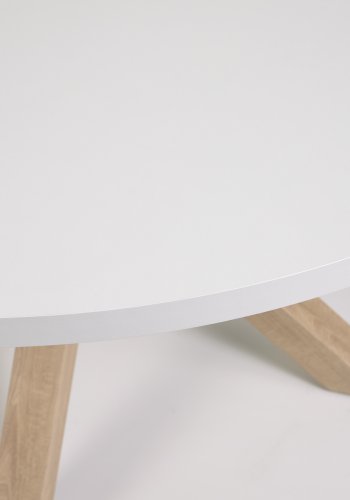 KAVE HOME Full Argo spisebord, rundt - hvit melamin og naturstl med treeffekt (120)