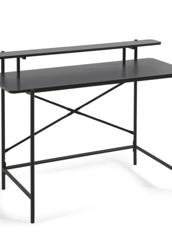 KAVE HOME Galatia konsollbord, m. 1 hylle - svart melamin og svart metall (120x64,5)