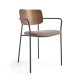 KAVE HOME Maureen spisebordstol, m. armlener - naturlig valnttfiner, stoff og svart metall