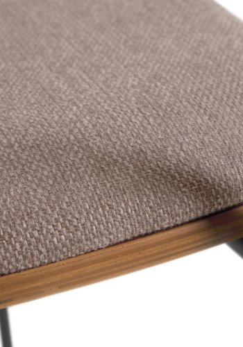 KAVE HOME Maureen spisebordstol, m. armlener - naturlig valnttfiner, stoff og svart metall