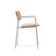 KAVE HOME Maureen spisebordsstol, m armlener, stabelbar - naturlig eikefiner og beige chenillestoff/metall