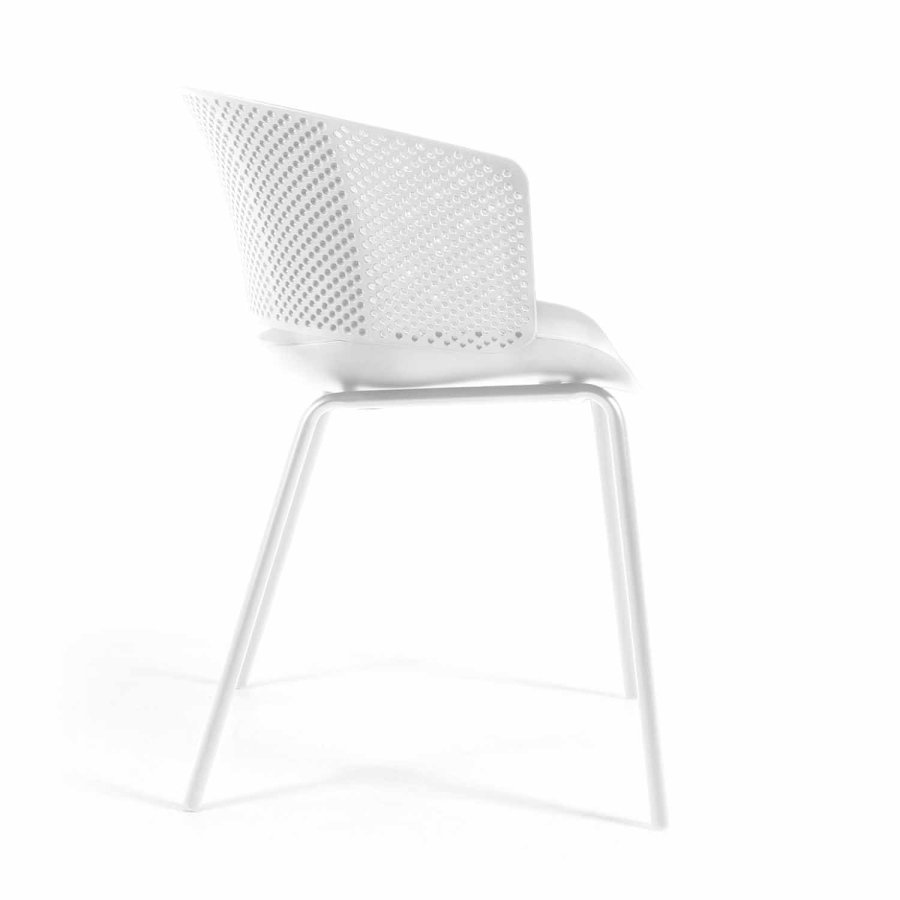 KAVE HOME Yeray hagestol, med armlener - hvit resirkulert polypropylen