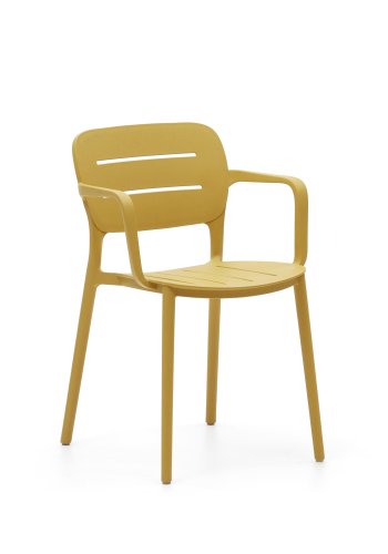 KAVE HOME Morella hagestol, med armlener - sennepsgul plast