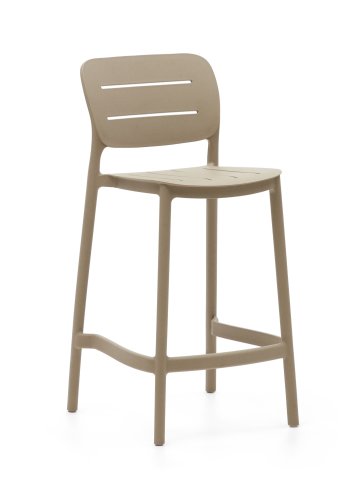 KAVE HOME Morella Outdoor-Barhocker, mit Rückenlehne und Fußstütze – beigefarbener Kunststoff
