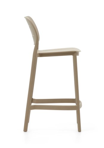 KAVE HOME Morella Outdoor-Barhocker, mit Rückenlehne und Fußstütze – beigefarbener Kunststoff