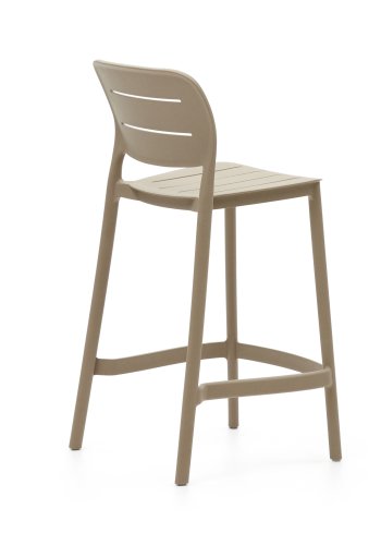 KAVE HOME Morella Outdoor-Barhocker, mit Rückenlehne und Fußstütze – beigefarbener Kunststoff