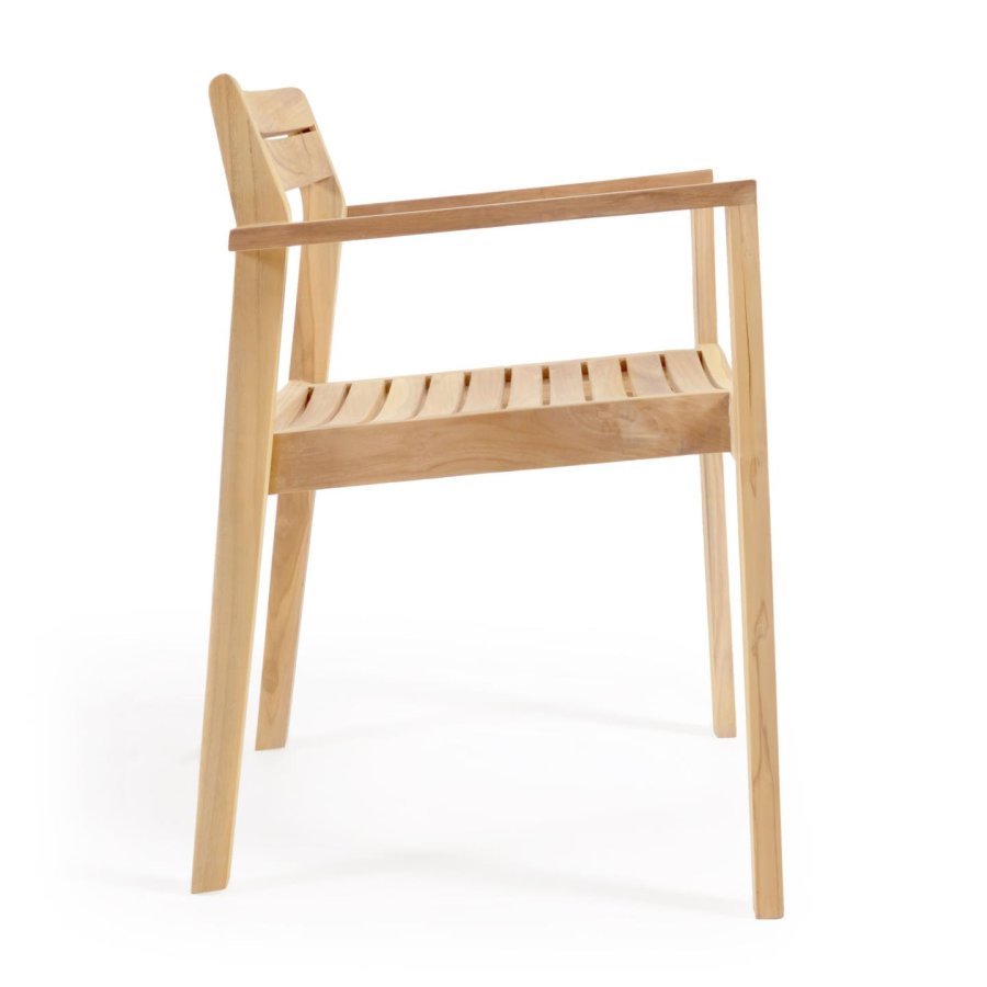 KAVE HOME Victoire hagestol, med armlener, stabelbar - naturlig teak