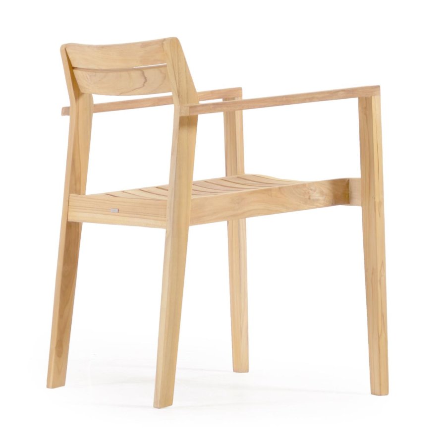 KAVE HOME Victoire hagestol, med armlener, stabelbar - naturlig teak